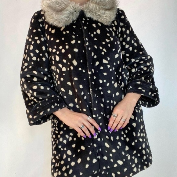 Anthropologie Elevenses size 6 Snowlake “Draconid Coat” Faux Fur Collar Jacket - Picture 12 of 12